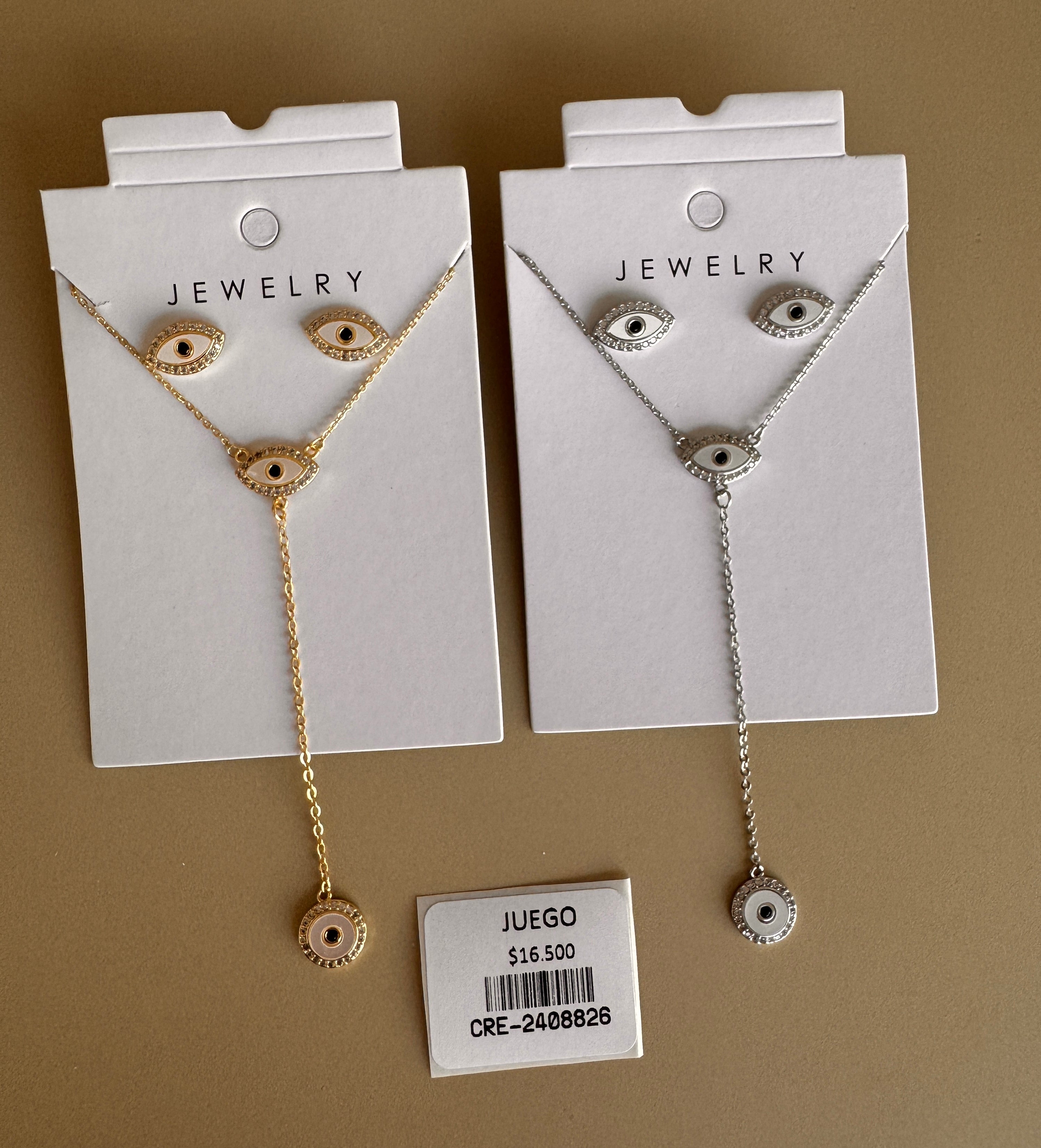 Set de Collar Corbatero y Aretes Diseño Ojo