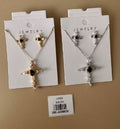 Juego de Collar y Aretes con Diseño Floral Negro