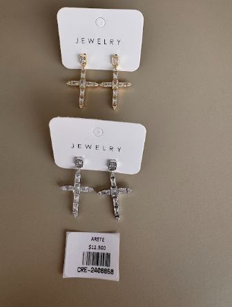 Aretes Cruz con Cristales