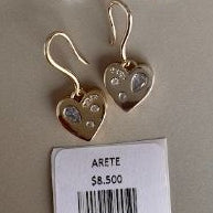 Aretes tipo Gancho de  Corazón con Circones