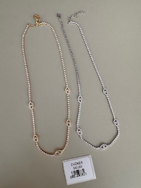 Choker Estilo Tennis con Dijes de Ojo Turco