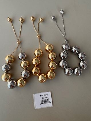 Pulsera Ajustable de Esferas Met licas Combinadas