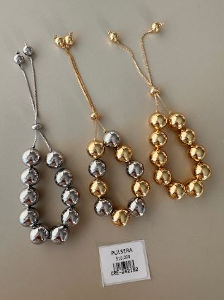 Pulsera Ajustable de Esferas Lisas Grandes