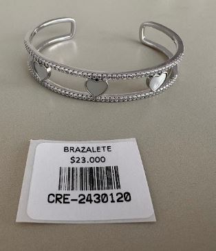Brazalete Rígido Doble Aro con Circonias y Corazones de N car
