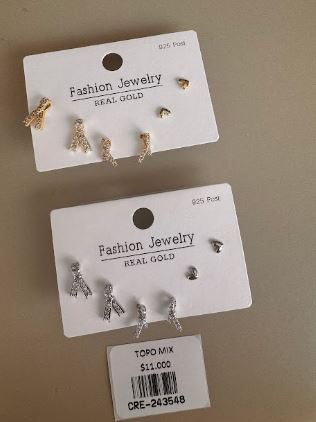 Aretes Topo Lazos y Corazones