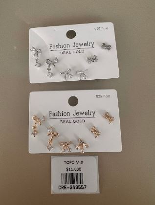 Aretes Topo Lazo con Cristales