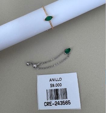 Anillo Ajustable de Cadena con Piedra en Corte Marquise