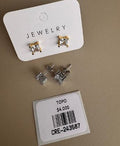 Aretes Topo Cuadrados con Piedra Brillante