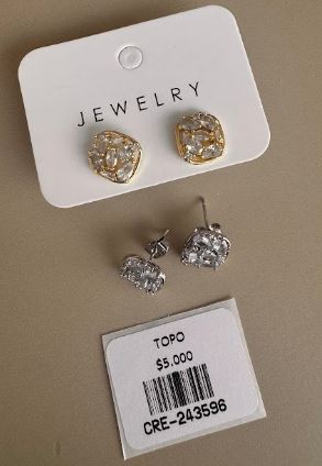 Aretes Topo Cuadrados con Cristales