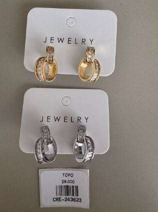 Aretes Topo Diseño de Aros Entrelazados con Incrustaciones