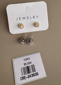 Aretes Topo Circular con Gema Central Brillante