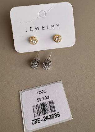 Aretes Topo Circular con Gema Central Brillante