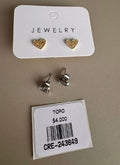 Aretes Topo Corazón con Detalle Brillante