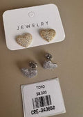 Aretes Topo Corazón con Superficie Brillante
