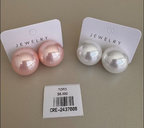 Topos Esfera Perla Rosa y Blanca