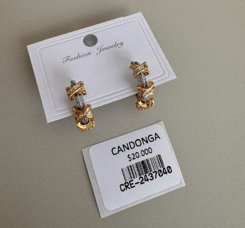 Candongas Eslabones Bicolor con Cristal Decorativo