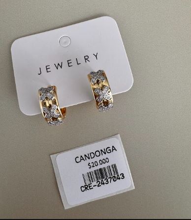 Aretes Tipo Candonga Ancha con Motivo de X y Microcircones