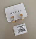 Aretes Tipo Candonga Texturizada con X Cruzada y Circones