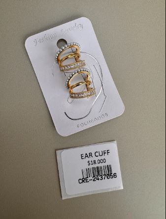 Ear Cuff Doble Cruzado con Circon