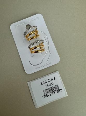 Ear Cuff Triple Bicolor con Circon