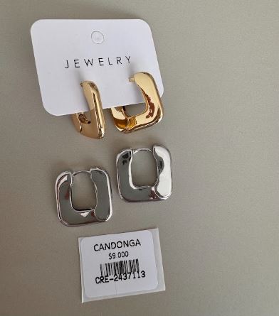 Aretes Tipo Candonga Cuadrada Lisas (Dorado y Plateado)