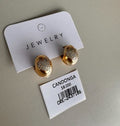 Aretes Tipo Candonga Ovalados Dorados con Microcircones