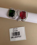 Anillo Diseño Corazón con Piedra Central de Color