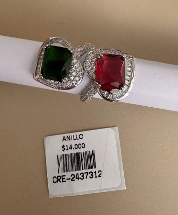 Anillo Diseño Corazón con Piedra Central de Color