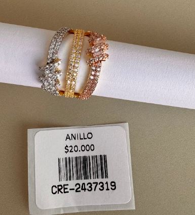 Set de tres anillos tricolor con cristales