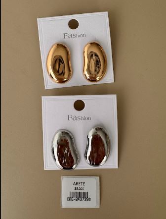 Arete Ovalados Brillante con Textura