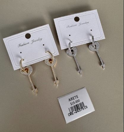 Aretes Llave y Corazón y con Microcircones