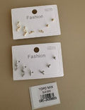 Set de Aretes Múltiples con Diseño Ondulado y Pedrería