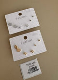 Set de Aretes Múltiples Geométricos y con Pedrería