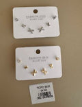 Set de Aretes Múltiples con Diseño Cruzado y Pedrería