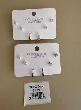 Set de Aretes Múltiples con Perlas y Piedras Brillantes