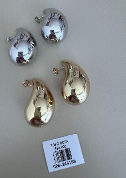 Aretes Topo Diseño de Gota con Acabado Liso