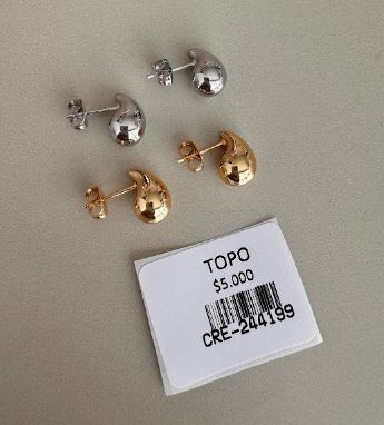 Aretes Topo Gota Abombada