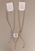 Collar Estilo Lazo con Piedras Brillantes Tono Dorado y Plateado