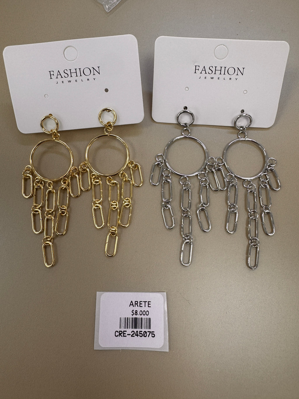 Aretes Aro con Dijes de Eslabones