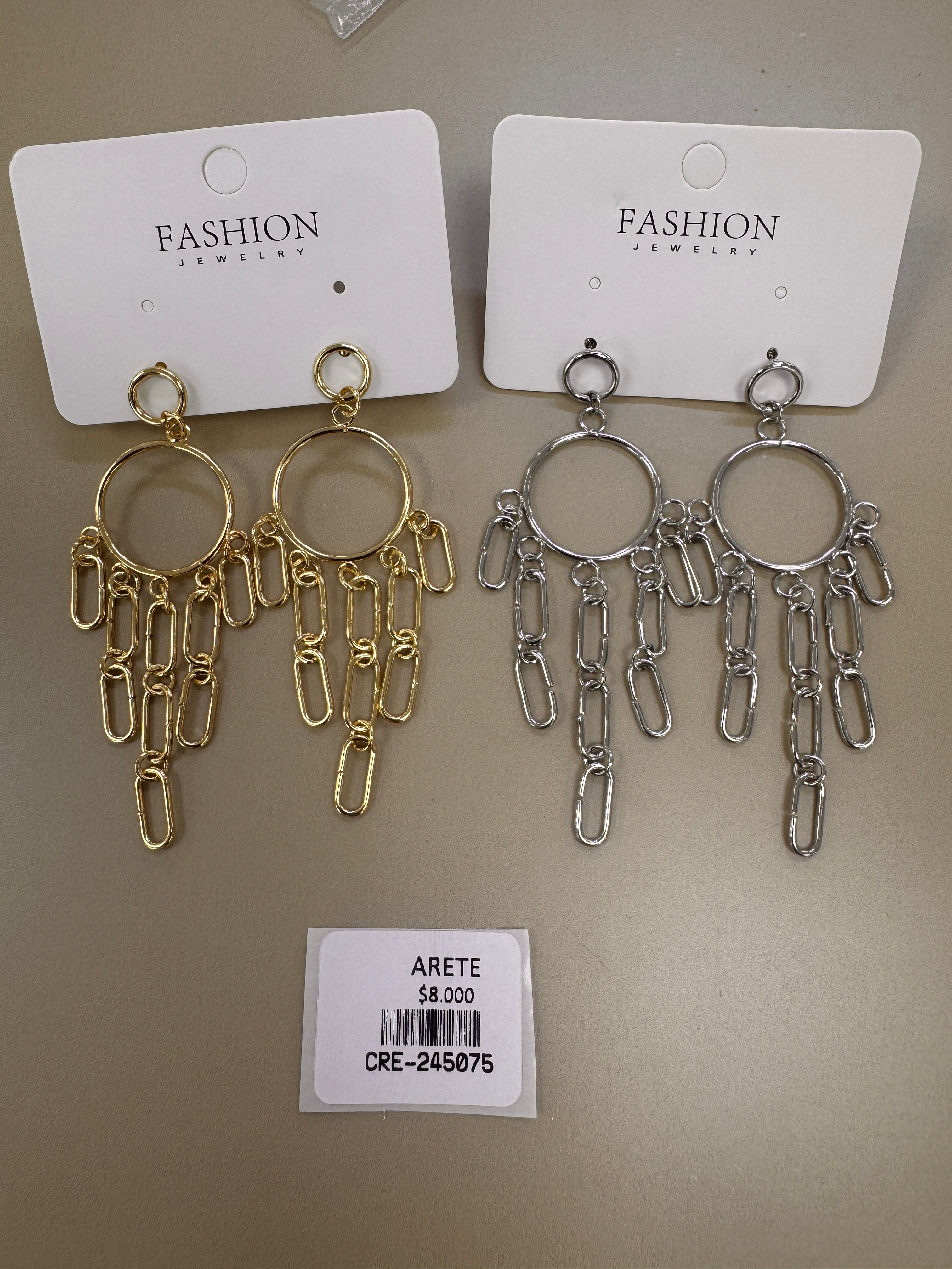 Aretes Aro con Dijes de Eslabones