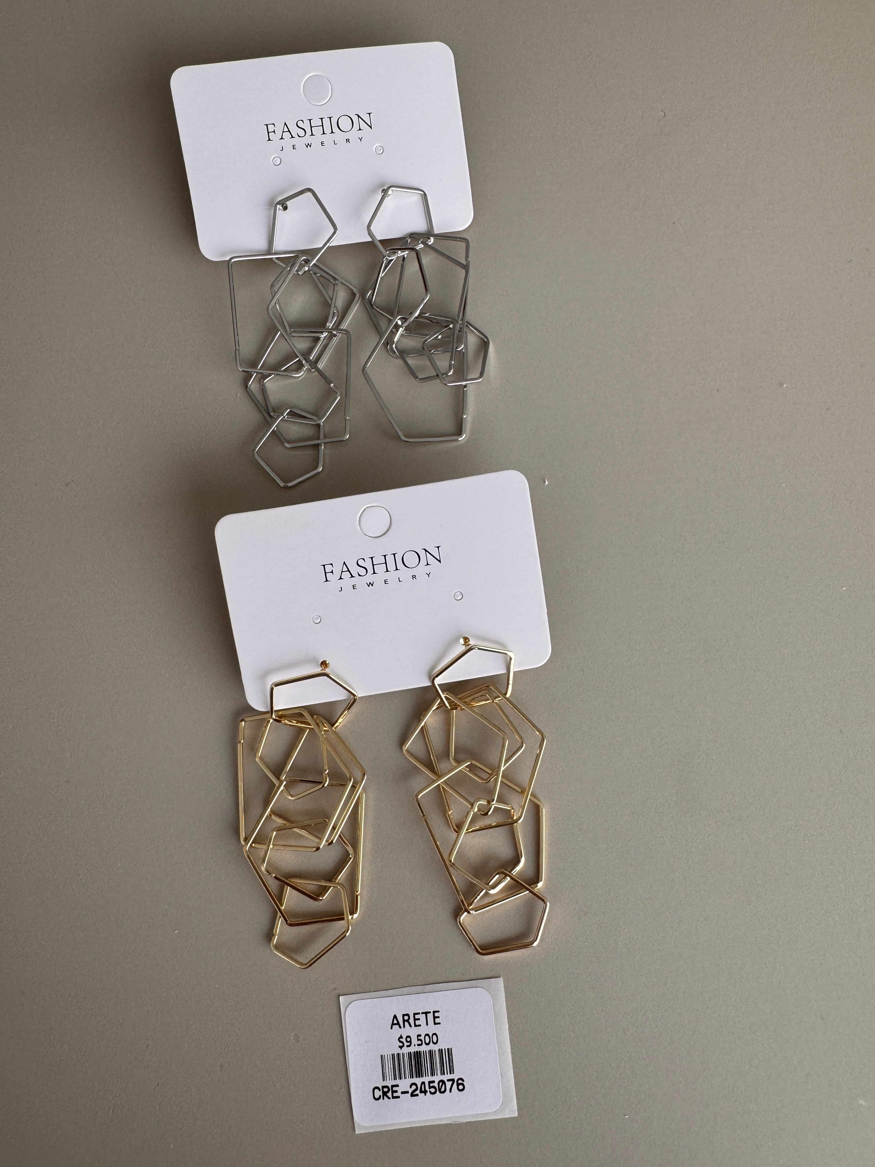 Aretes Geométricos Colgantes de Hexágonos Bicolor