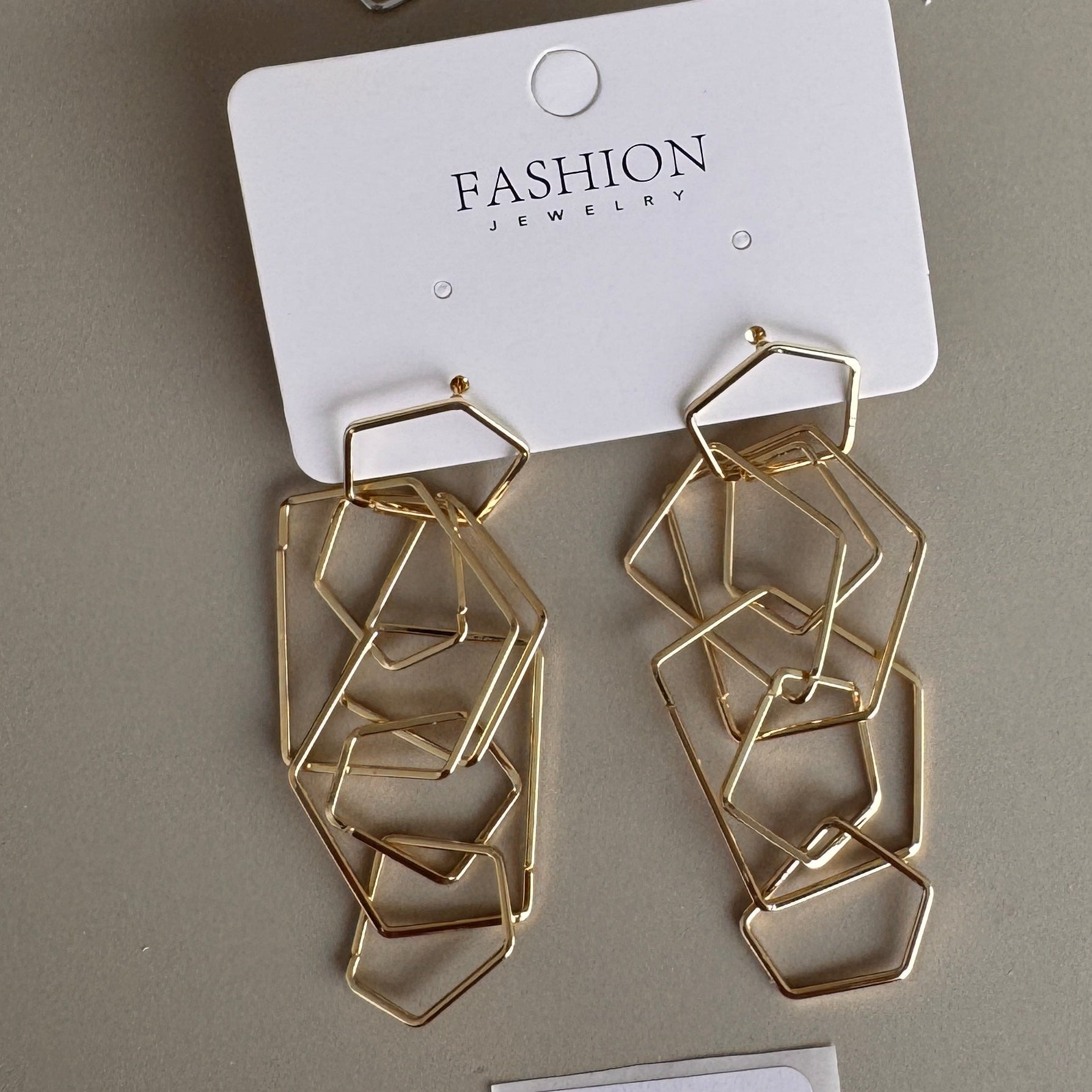 Aretes Geométricos Colgantes de Hexágonos Bicolor