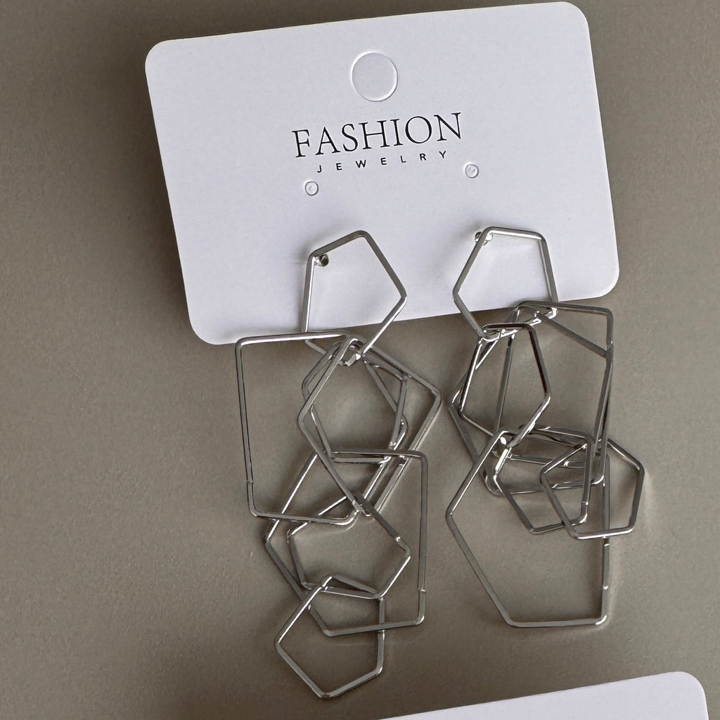 Aretes Geométricos Colgantes de Hexágonos Bicolor