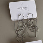 Aretes Geométricos Colgantes de Hexágonos Bicolor