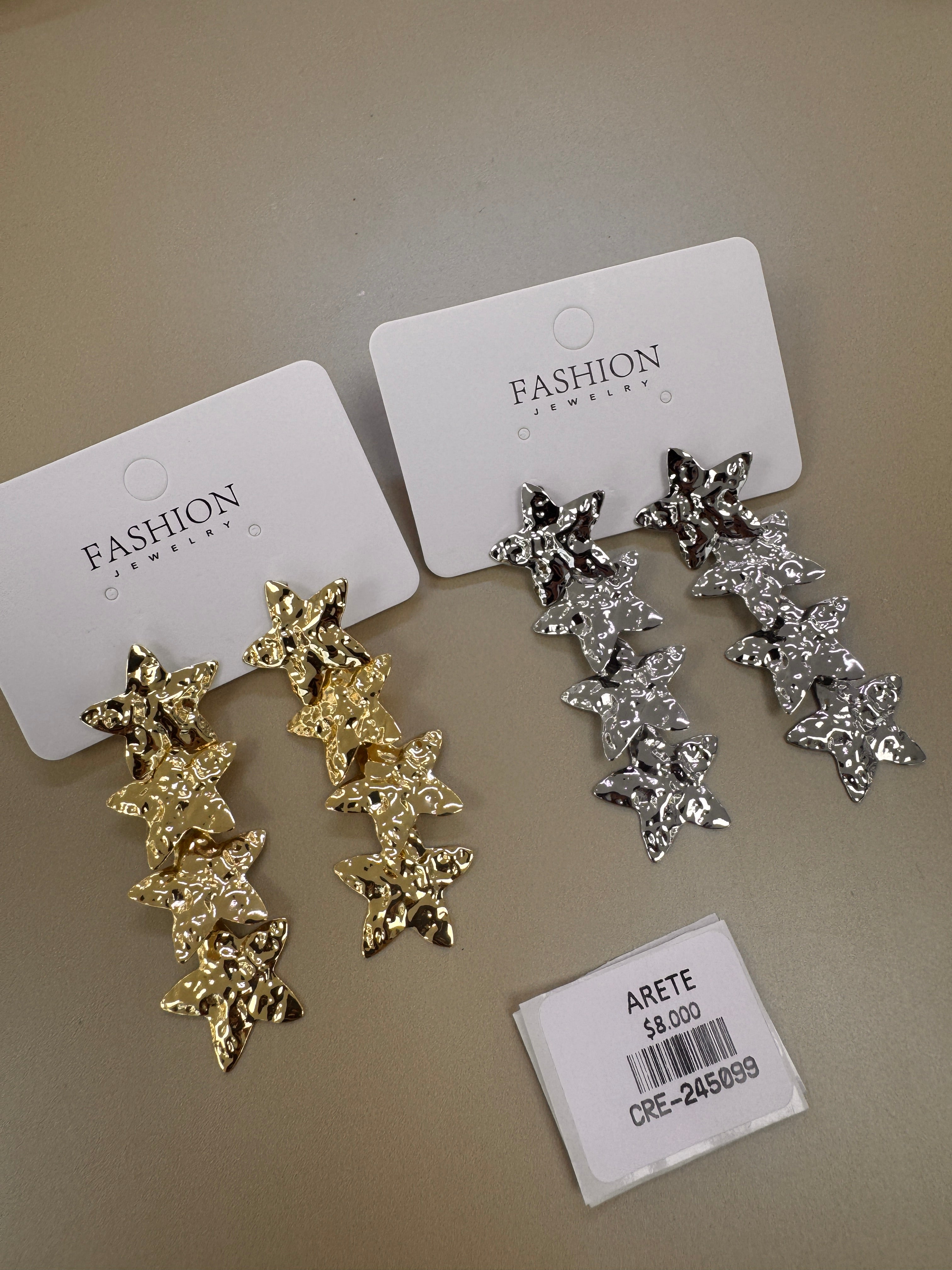 Aretes Colgantes Estrellas Texturizadas
