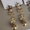 Aretes Colgantes Flores con Esfera