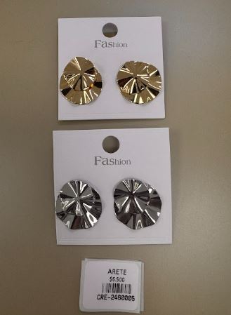 Aretes Redondos Texturizados Brillante