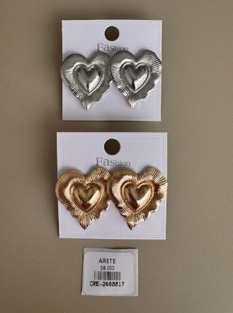 Aretes Corazón Doble Texturizado