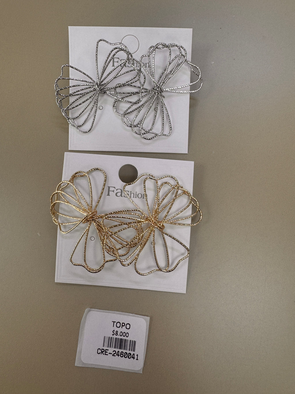 Aretes Topo Mariposa Calada