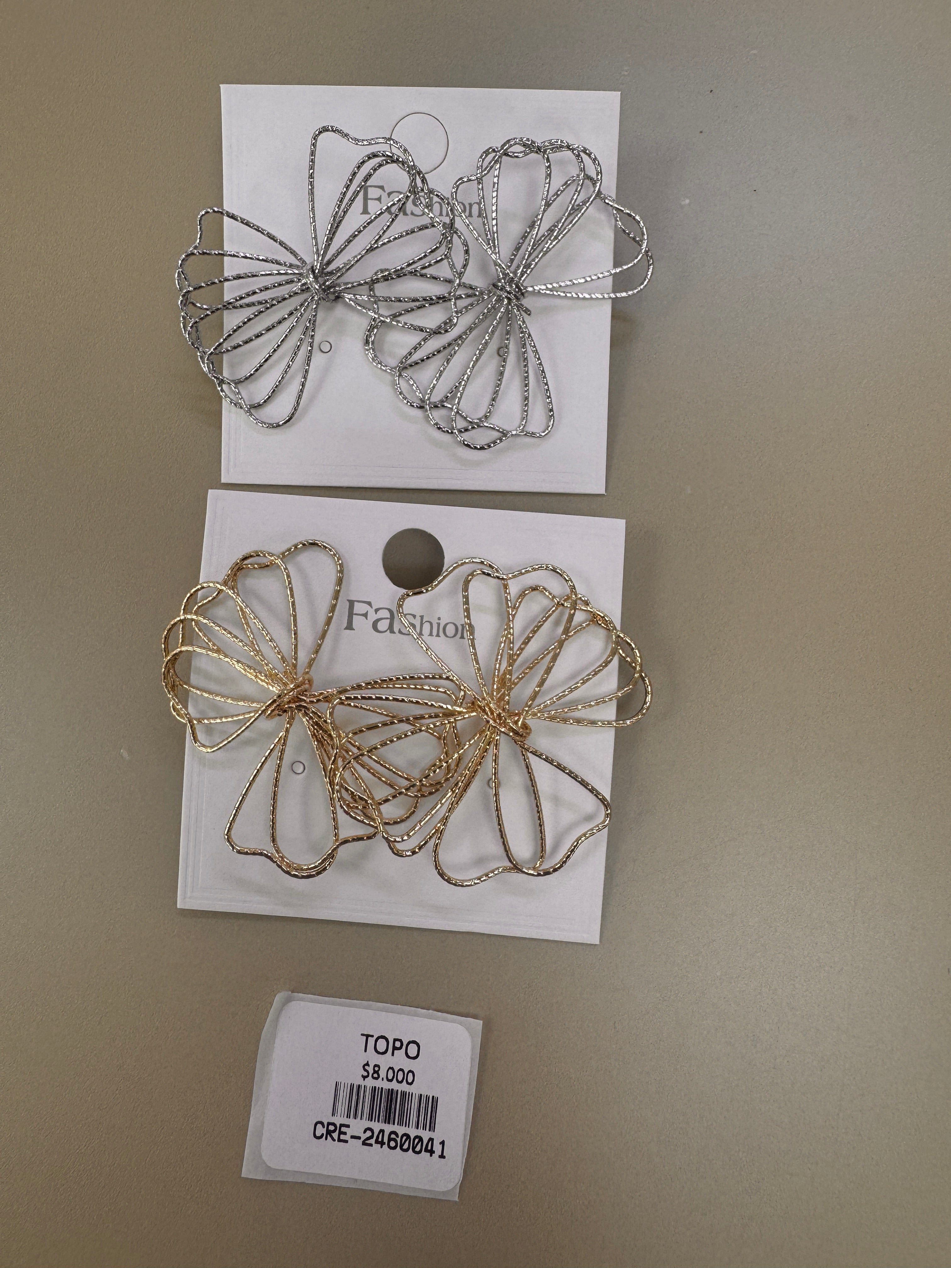 Aretes Topo Mariposa Calada